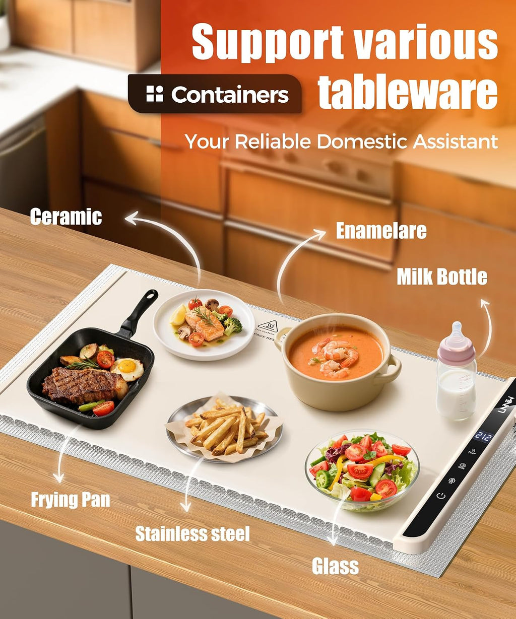 Electric Food Warming Mat – Adjustable Warming Tray with Timer & Child Lock