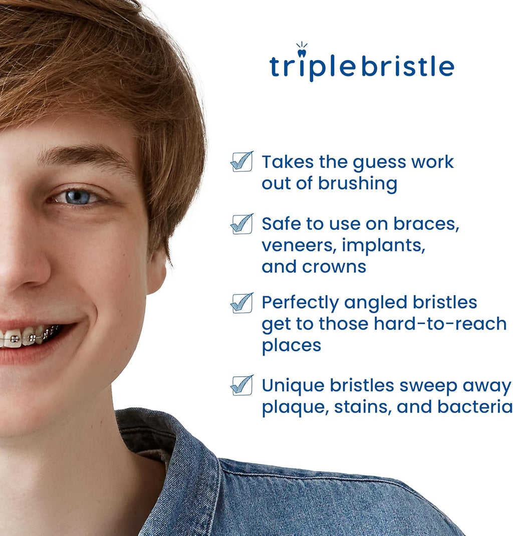 Triple Bristle Sonic Toothbrush – Rechargeable 31,000 VPM 3-Head Electric Brush