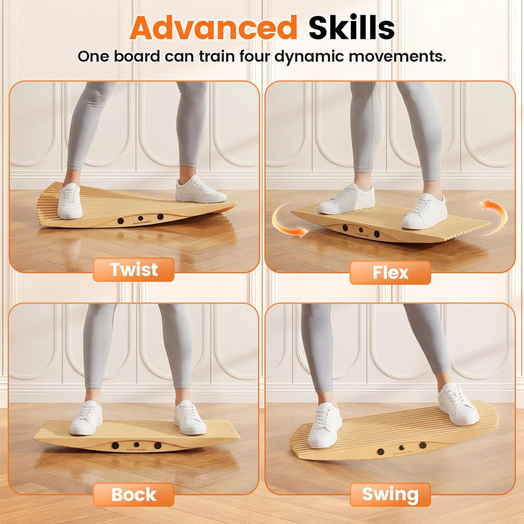 Wooden Wobble Balance Board – Rocker Board for Standing Desk & Core Training