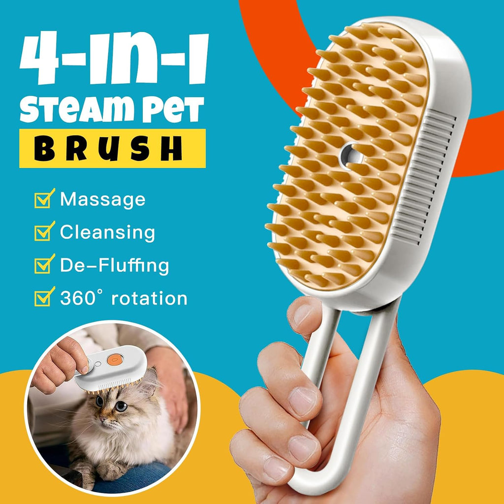 Cat Steam Brush for Shedding – 2 Pack Misting Grooming Comb for Cats & Dogs