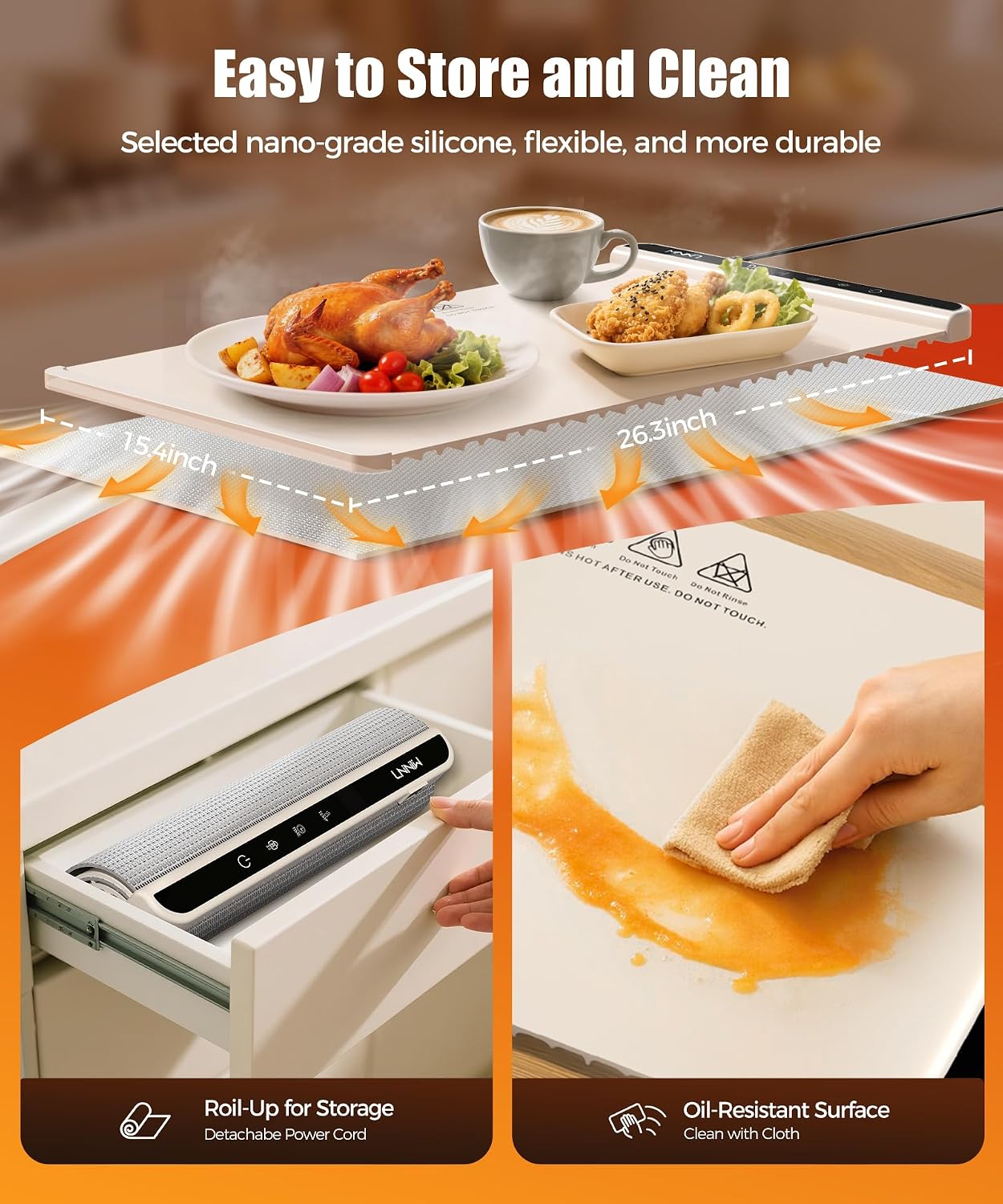 Electric Food Warming Mat – Adjustable Warming Tray with Timer & Child Lock