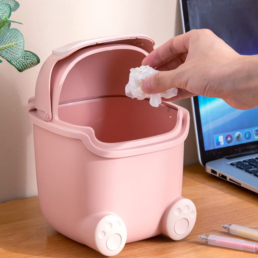 Cute Animal Mini Trash Can – Desktop Wastebasket with Lid for Home & Car