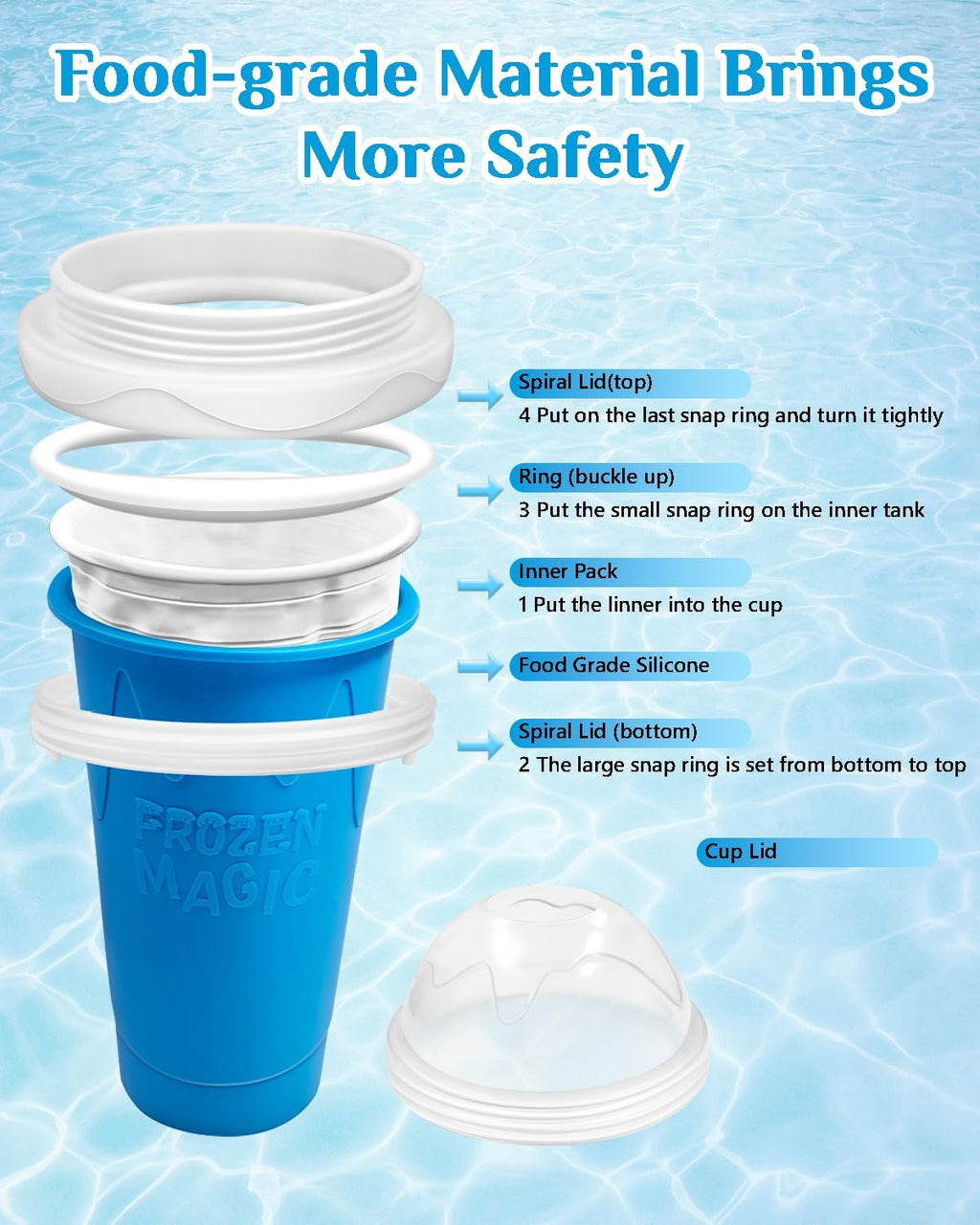 Squeeze Slushy Maker Cup – DIY Silicone Frozen Drink Cup with Straw Spoon