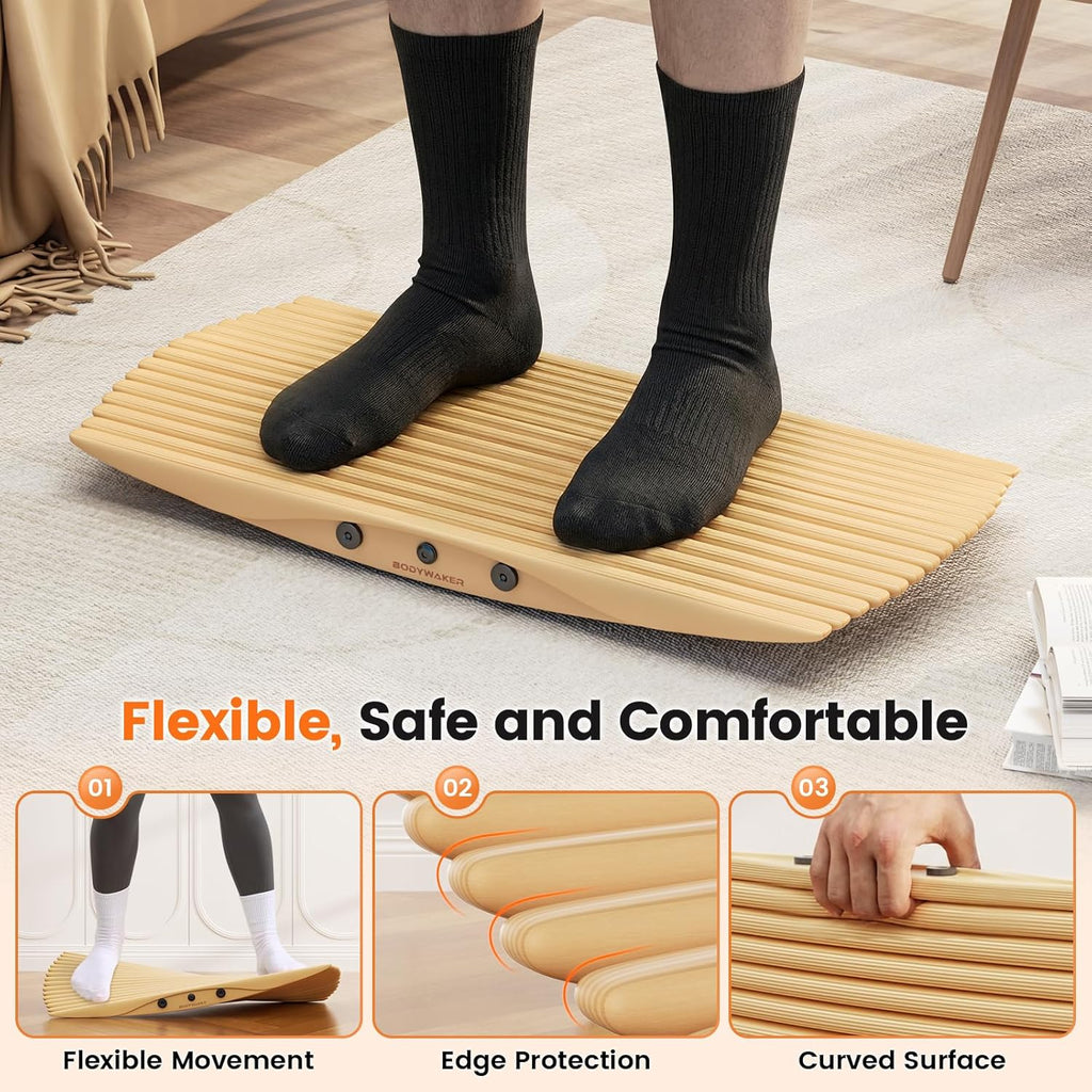 Wooden Wobble Balance Board – Rocker Board for Standing Desk & Core Training