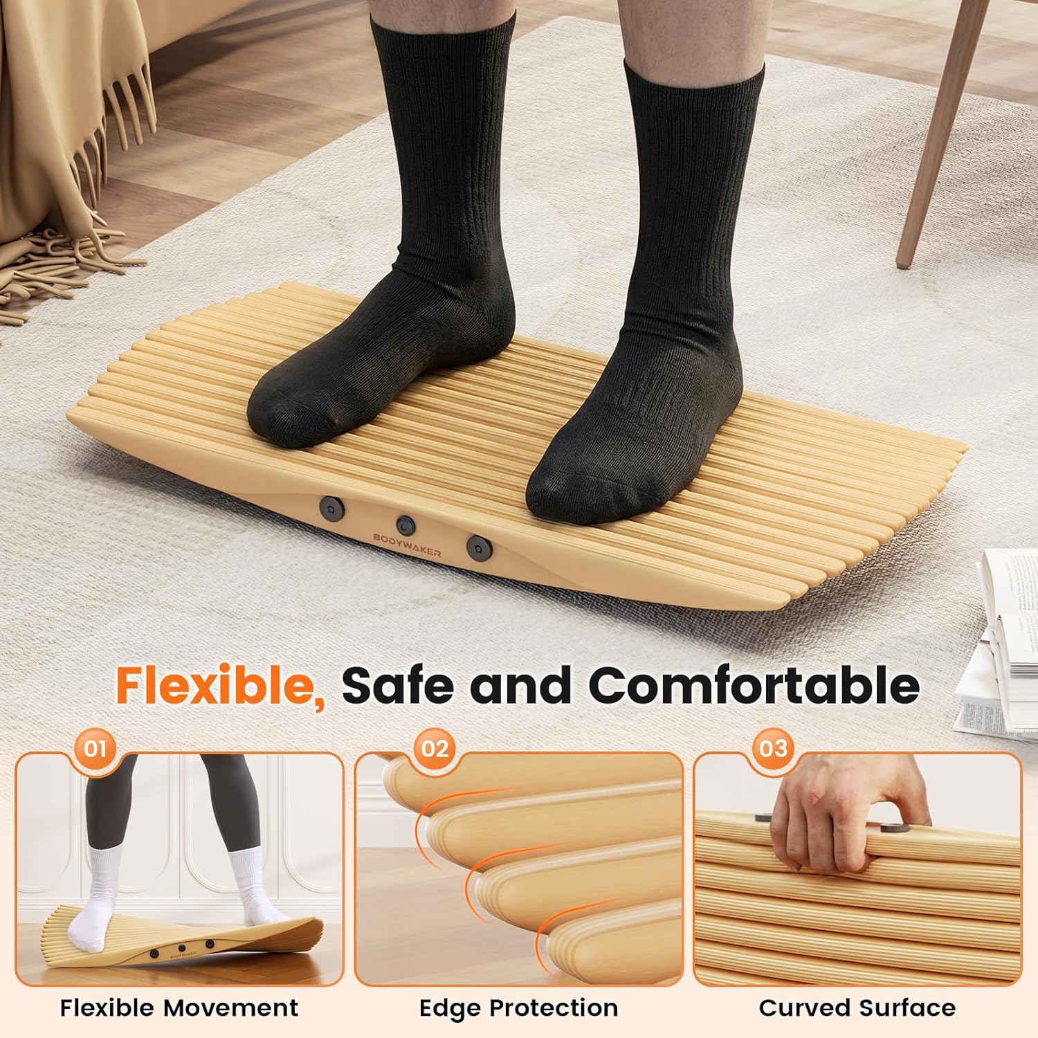 Wooden Wobble Balance Board – Rocker Board for Standing Desk & Core Training