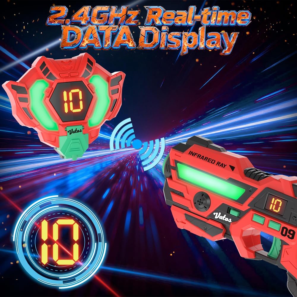 Laser Tag Set 4 Players – Rechargeable Blasters & Vests with LCD Tracking