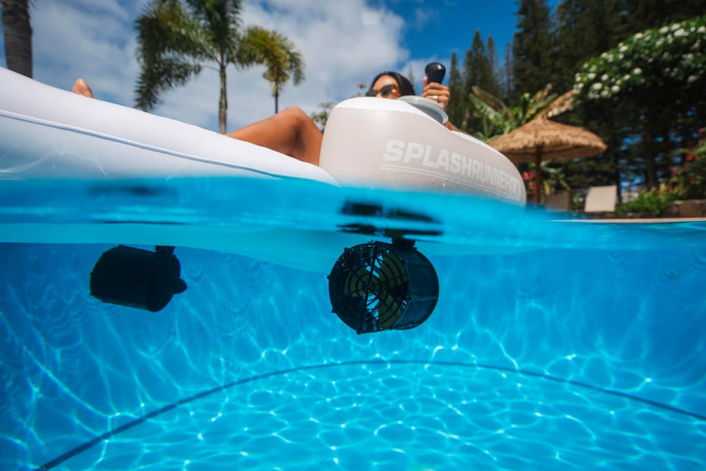 Motorized Pool Float with Dual Motors – 360° Control Inflatable Lounger