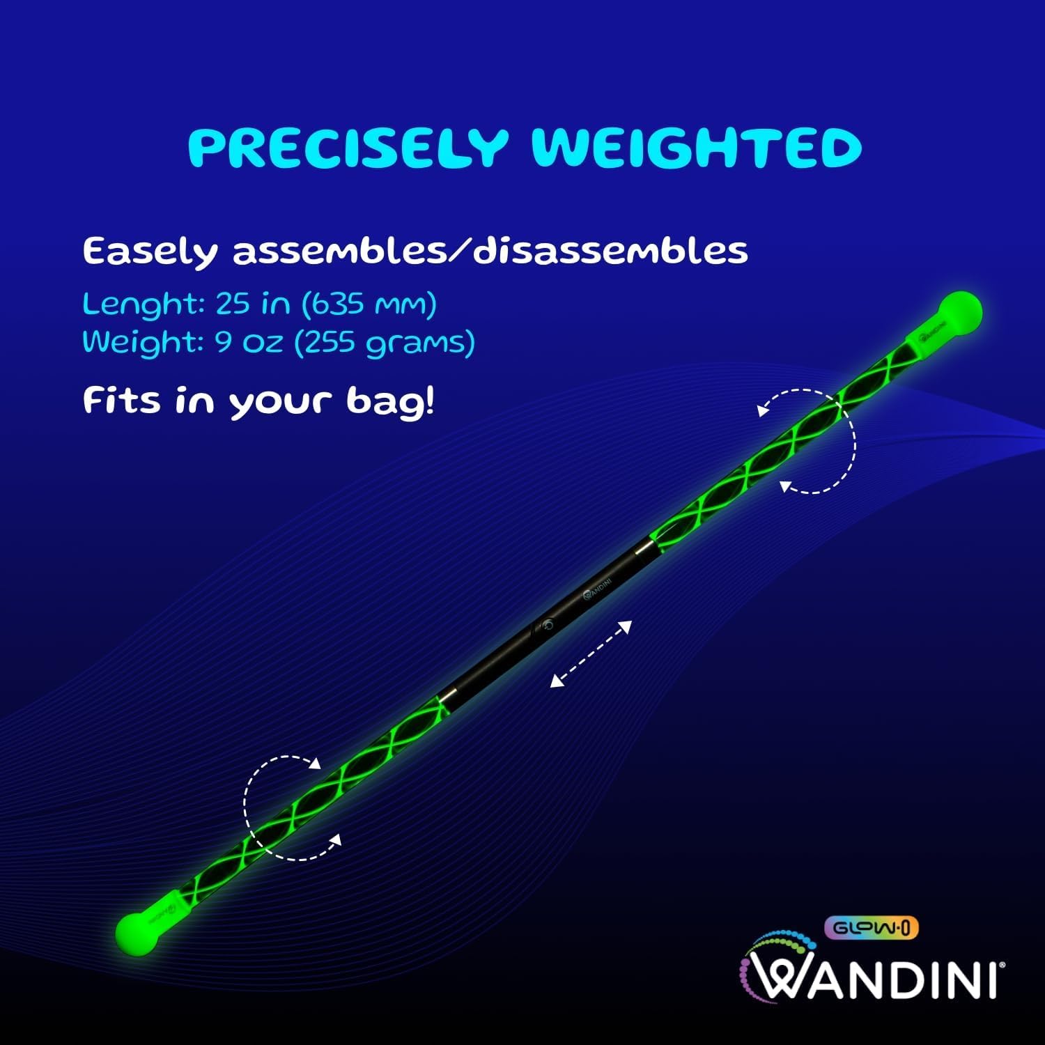 Wandini LED Levitation Wand – Collapsible Rechargeable Light-Up Flow Stick