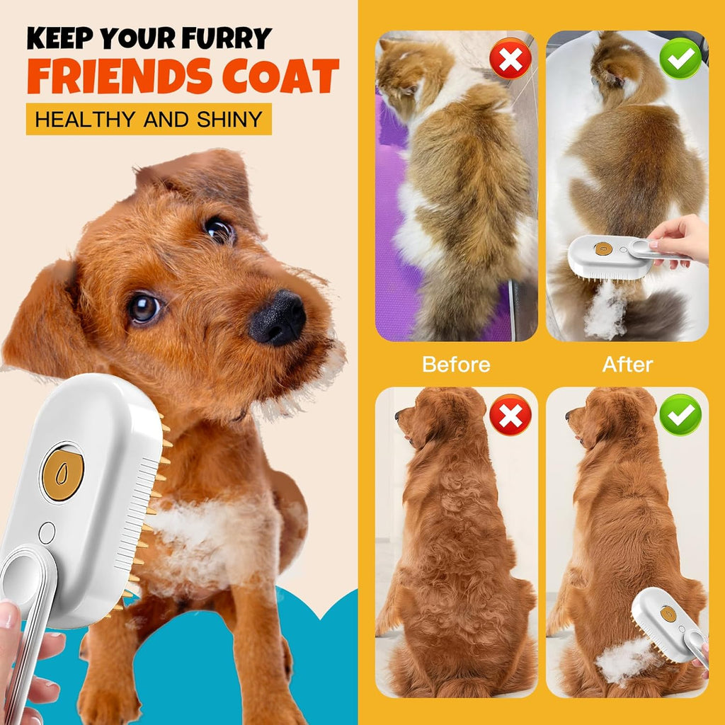 Cat Steam Brush for Shedding – 2 Pack Misting Grooming Comb for Cats & Dogs