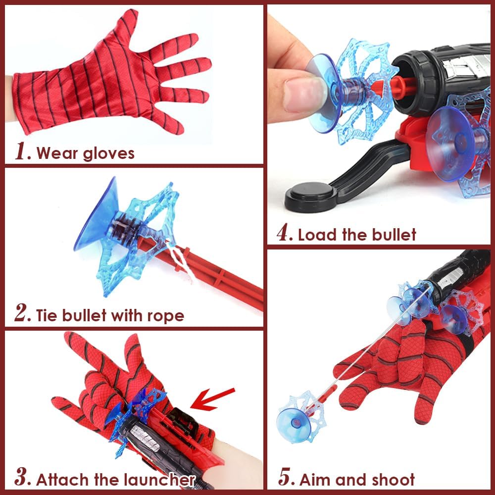 Kids Web Shooter Toy – Spider Hero Glove with Suction Cup Darts & Rope
