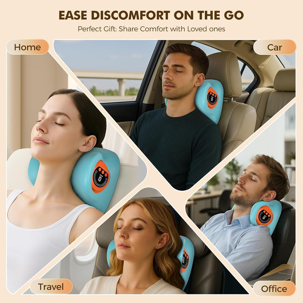 Neck Stretcher Massager – 3-in-1 Cervical Traction Device with Heat & Vibration
