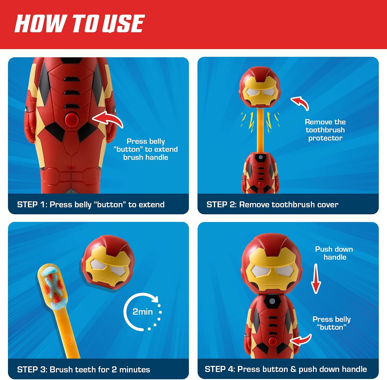 Brush Buddies Marvel Poppin' Kids Toothbrush – Soft Bristle Brush with Cover