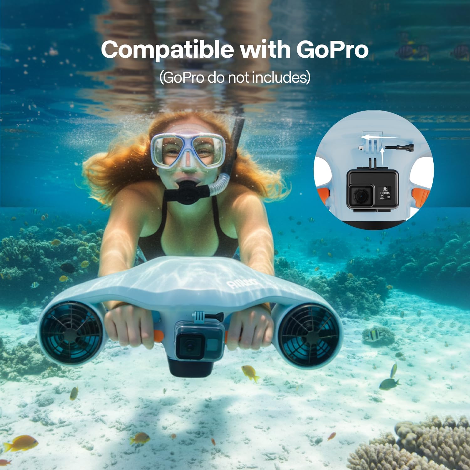 Asiwo Manta 2 Underwater Sea Scooter – Dual Motor Diving Scooter with Camera Mount