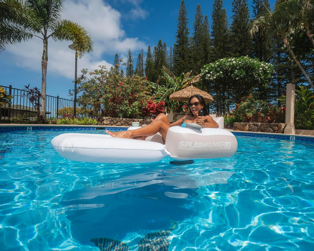 Motorized Pool Float with Dual Motors – 360° Control Inflatable Lounger