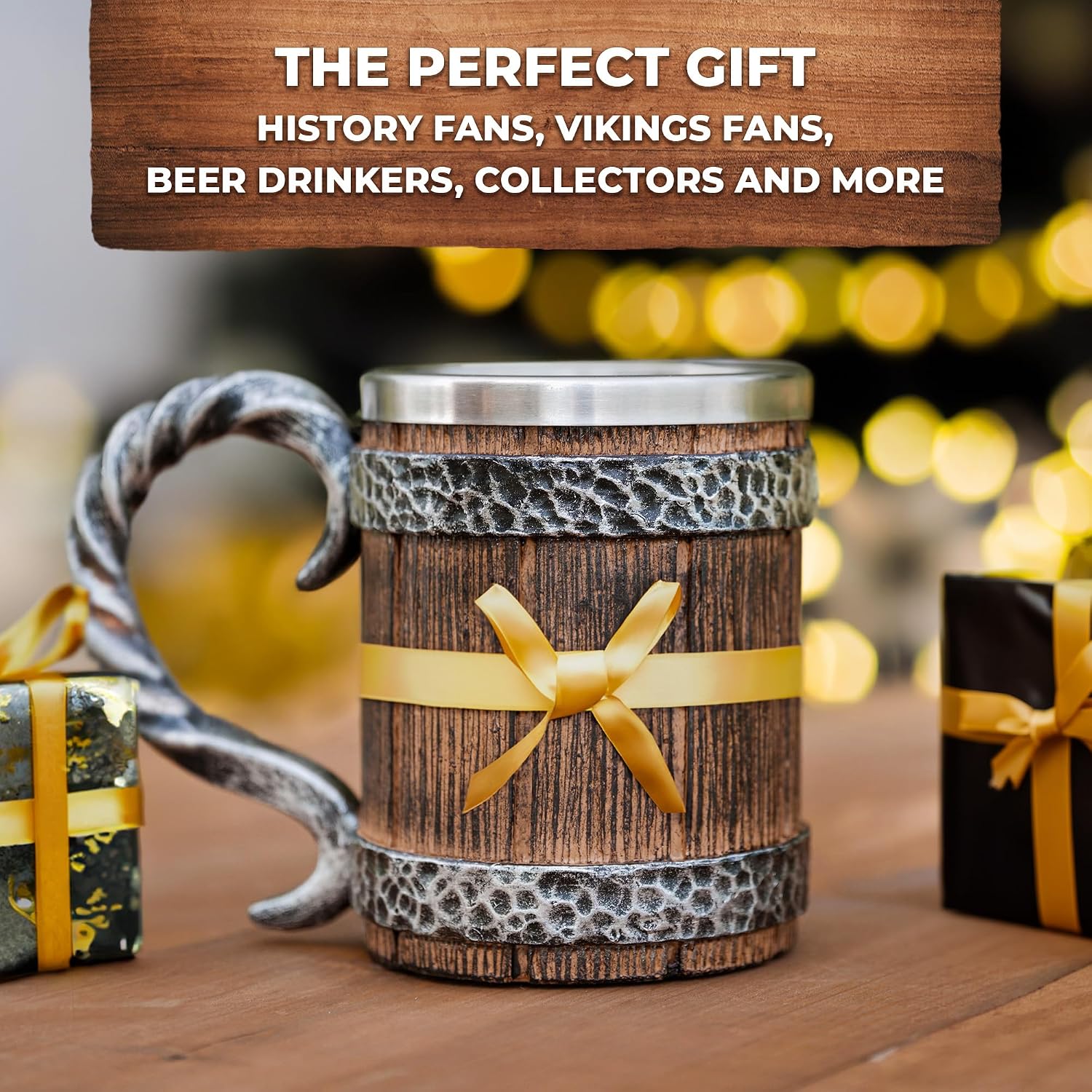 Viking Beer Mug 20 oz – Medieval Barrel Tankard with Stainless Steel Liner