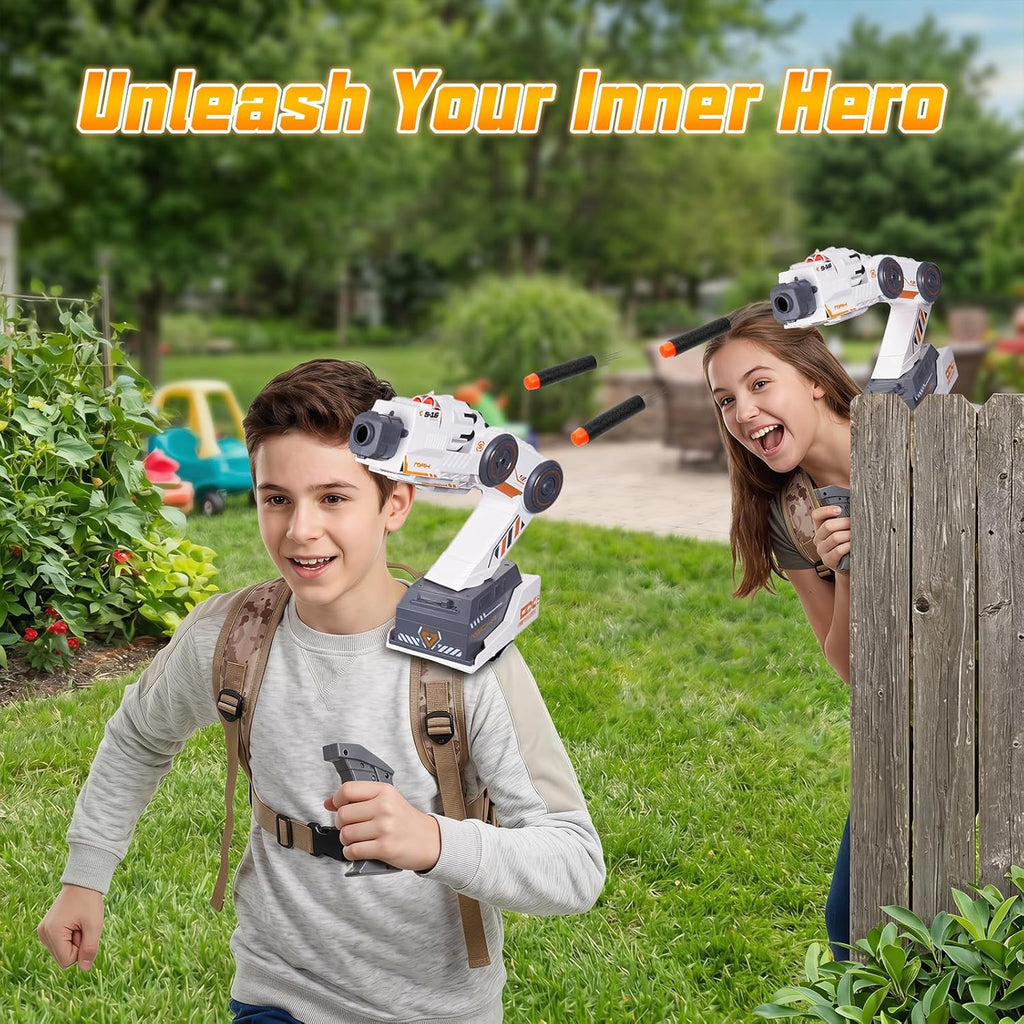 Head Tracking Robot Arm Gel Blaster - Shoulder-Mounted Water Bead Blaster Toy, Hands-Free Aim, 23ft