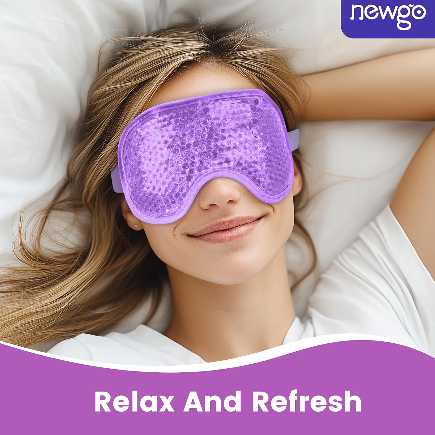 NEWGO Cooling Gel Eye Mask – Reversible Hot & Cold Ice Pack for Puffy Eyes