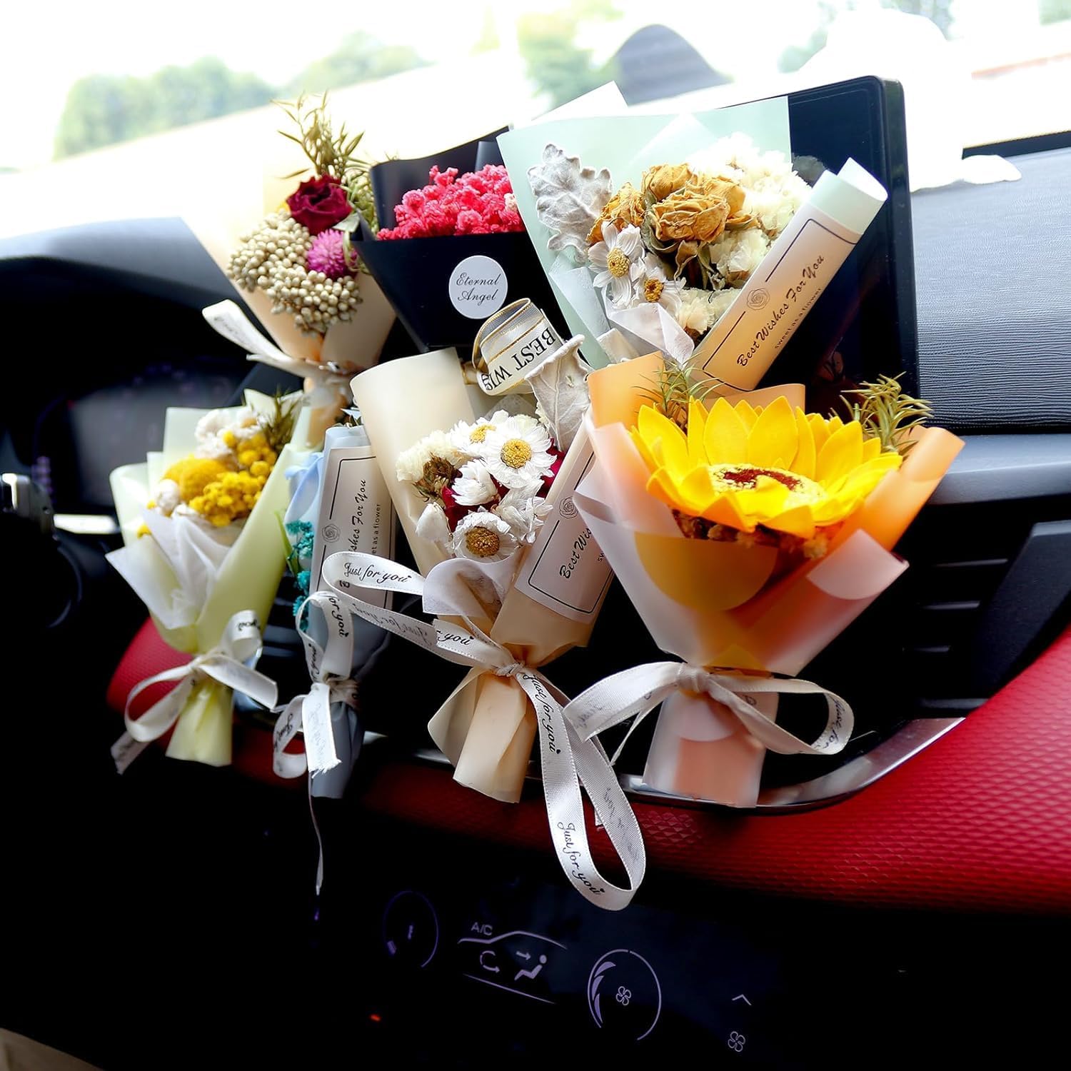 Dried Flower Car Air Freshener Vent Clip – Handmade Aromatherapy Bouquet Decor