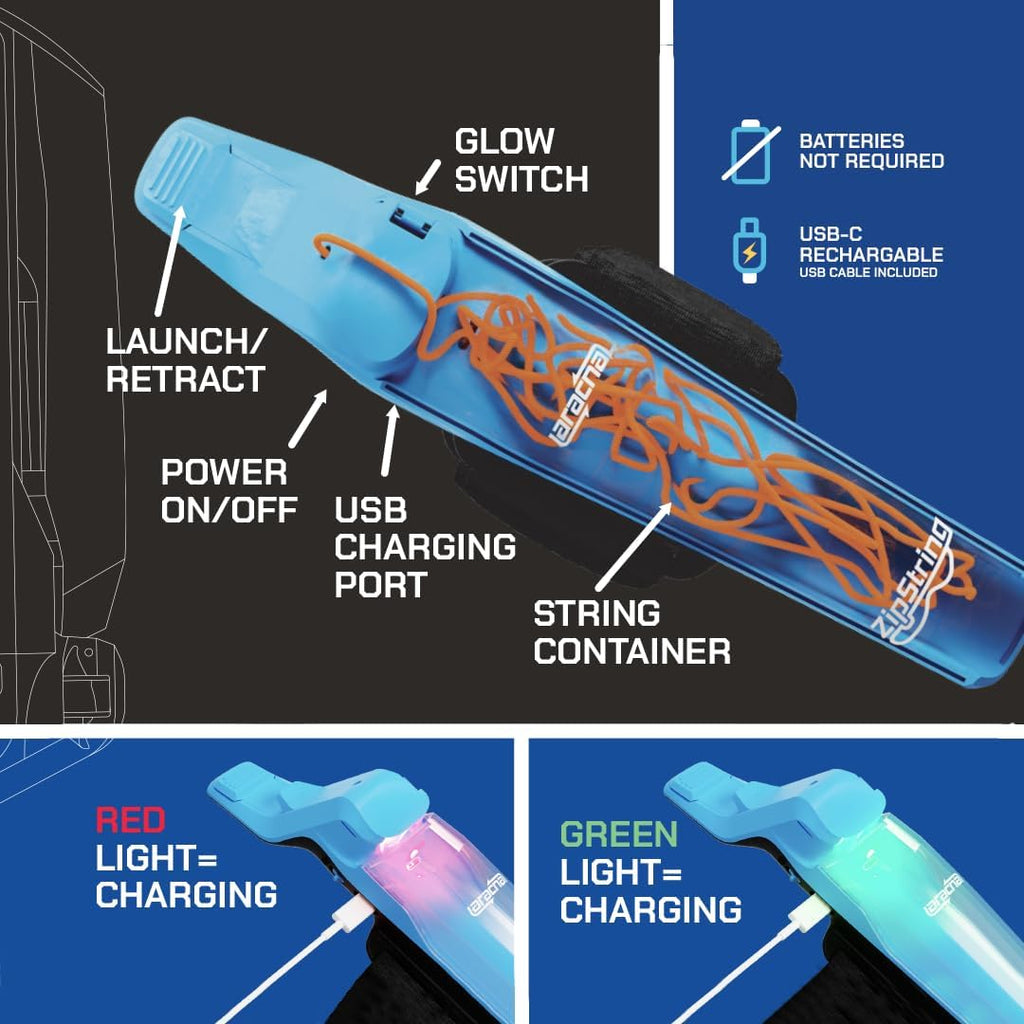 ZipString Aracna Glow-in-the-Dark Web Shooter – String Loop Trick Toy