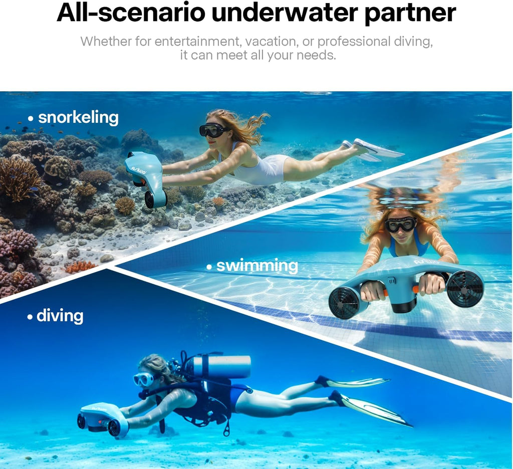 Asiwo Manta 2 Underwater Sea Scooter – Dual Motor Diving Scooter with Camera Mount