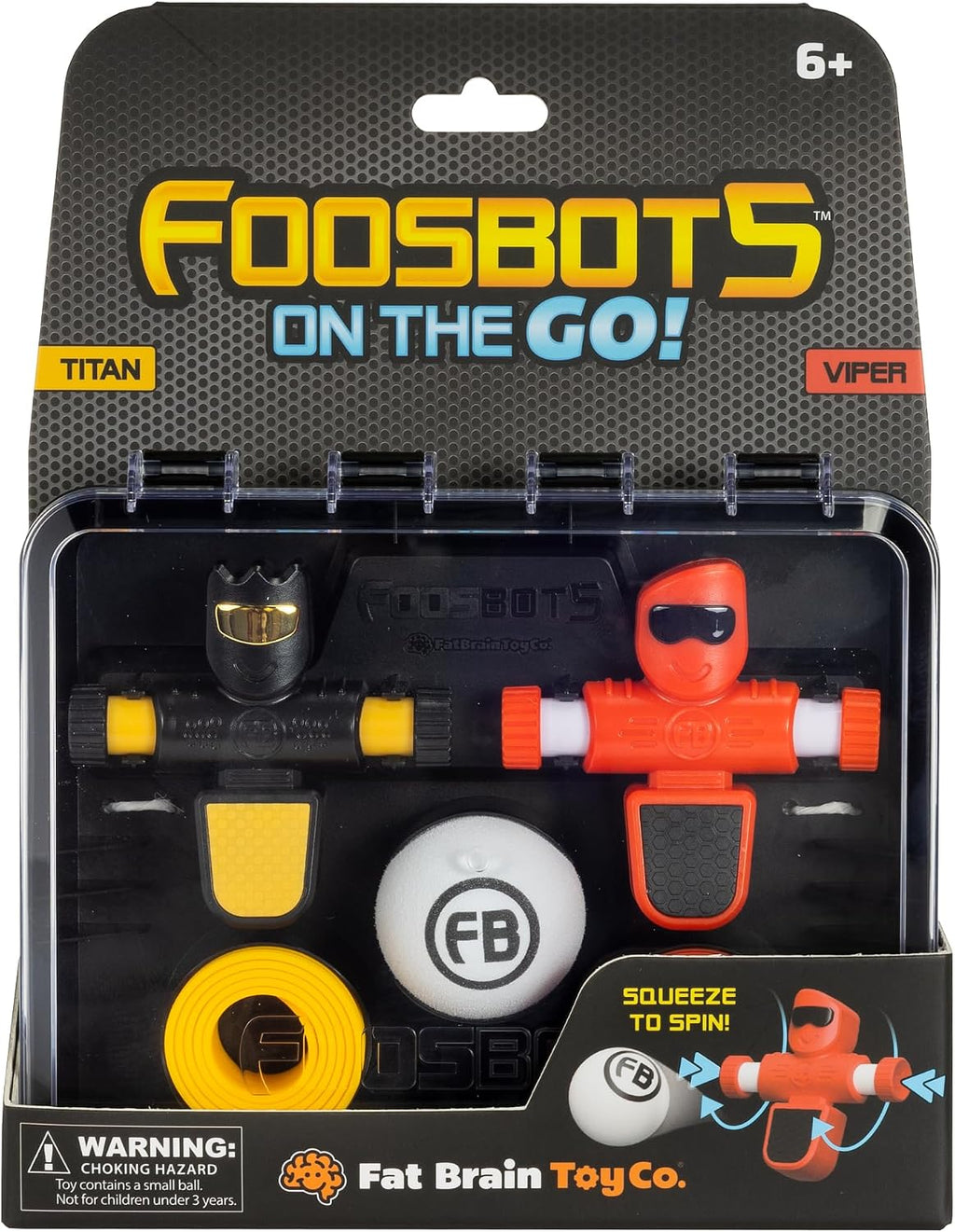 Foosbots Handheld Soccer Game – Squeeze-to-Kick Mini Foosball Toy for Kids