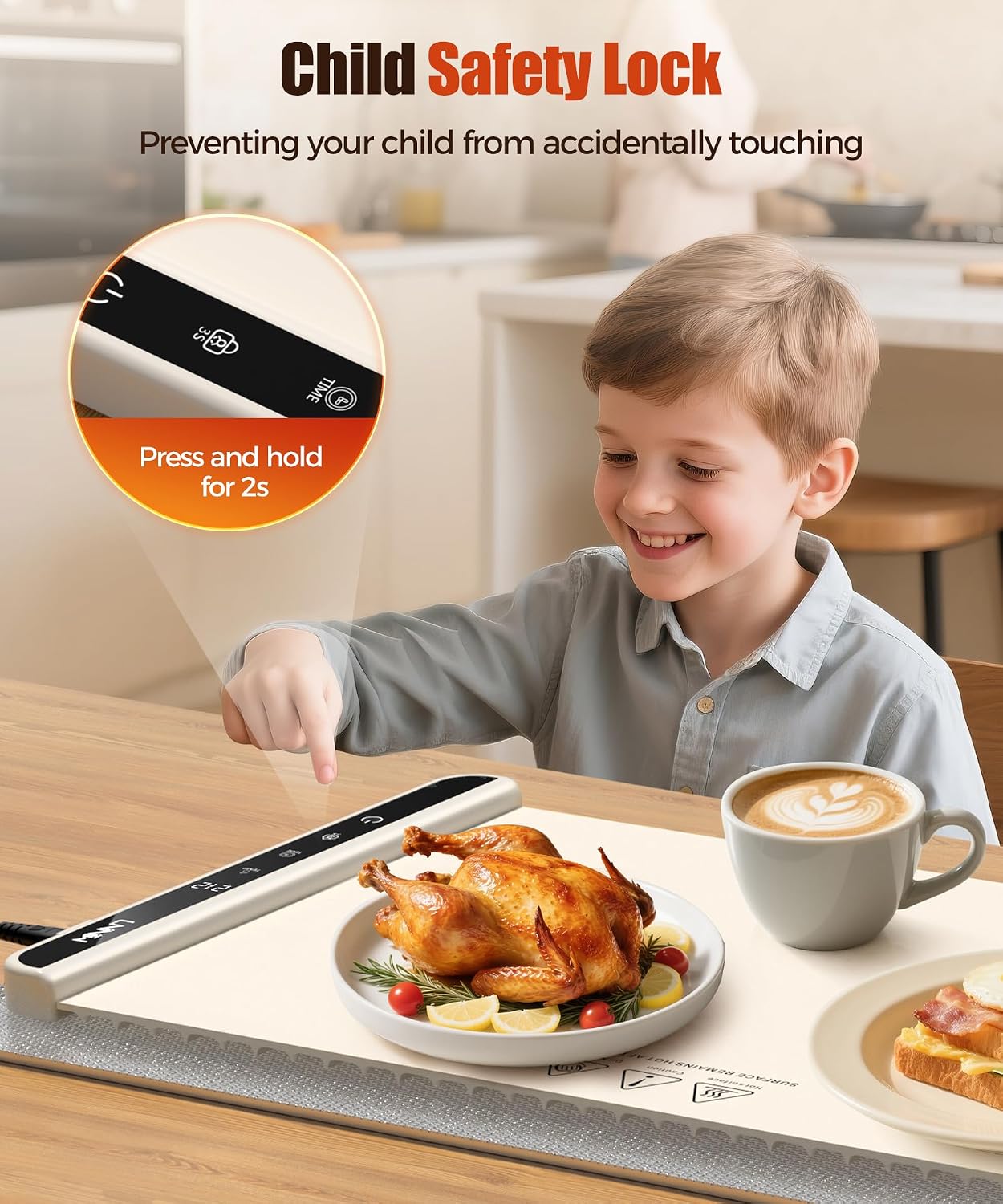 Electric Food Warming Mat – Adjustable Warming Tray with Timer & Child Lock
