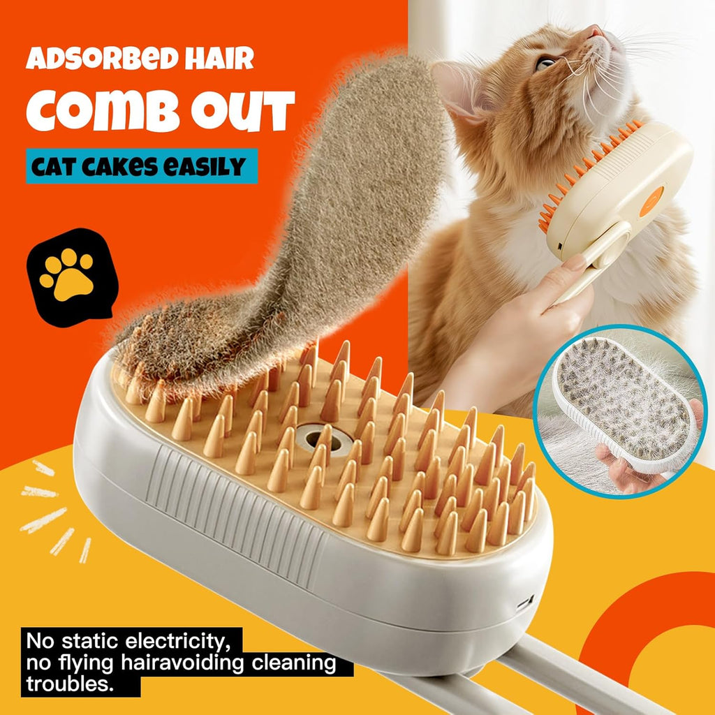Cat Steam Brush for Shedding – 2 Pack Misting Grooming Comb for Cats & Dogs