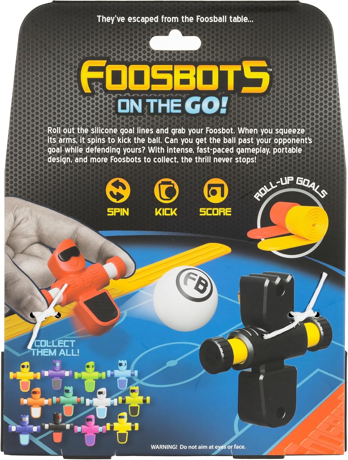 Foosbots Handheld Soccer Game – Squeeze-to-Kick Mini Foosball Toy for Kids