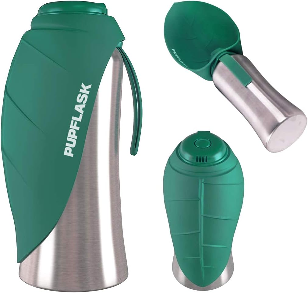 Dog Water Bottle with Bowl – 40 oz Stainless Steel Portable Pet Travel Bottle