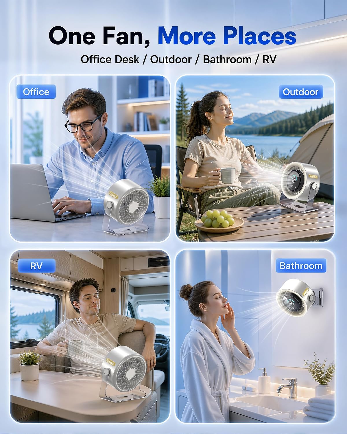 Rechargeable Desk Fan – Quiet Portable Table Fan with 100 Speeds & Display