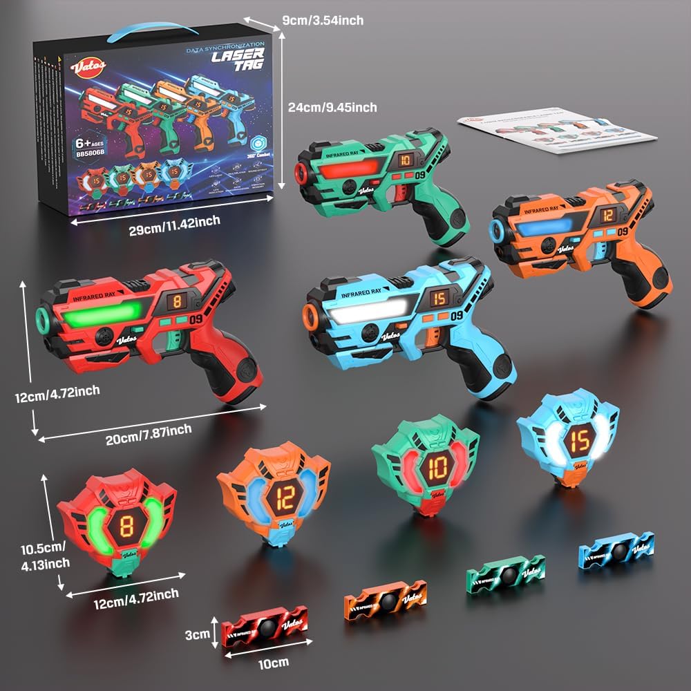 Laser Tag Set 4 Players – Rechargeable Blasters & Vests with LCD Tracking