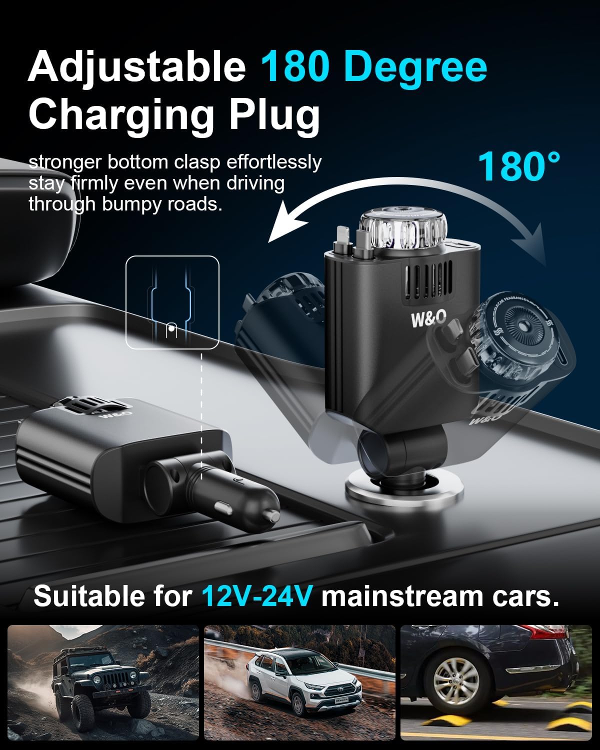 5-in-1 Retractable Car Charger – 69W Fast Charge with Starlight & Aromatherapy